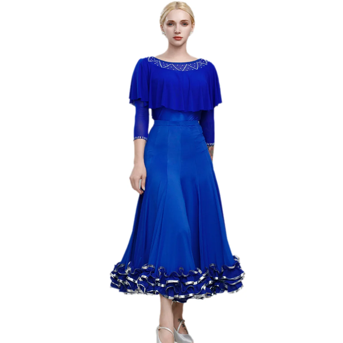 Elegant Ballroom Dance กระโปรงผู้หญิงสเปนกระโปรง Waltz ชุดเต้นรําเสื้อผ้าเต้นรํา Flamenco กระโปรงกระโปรงปาร์ตี้