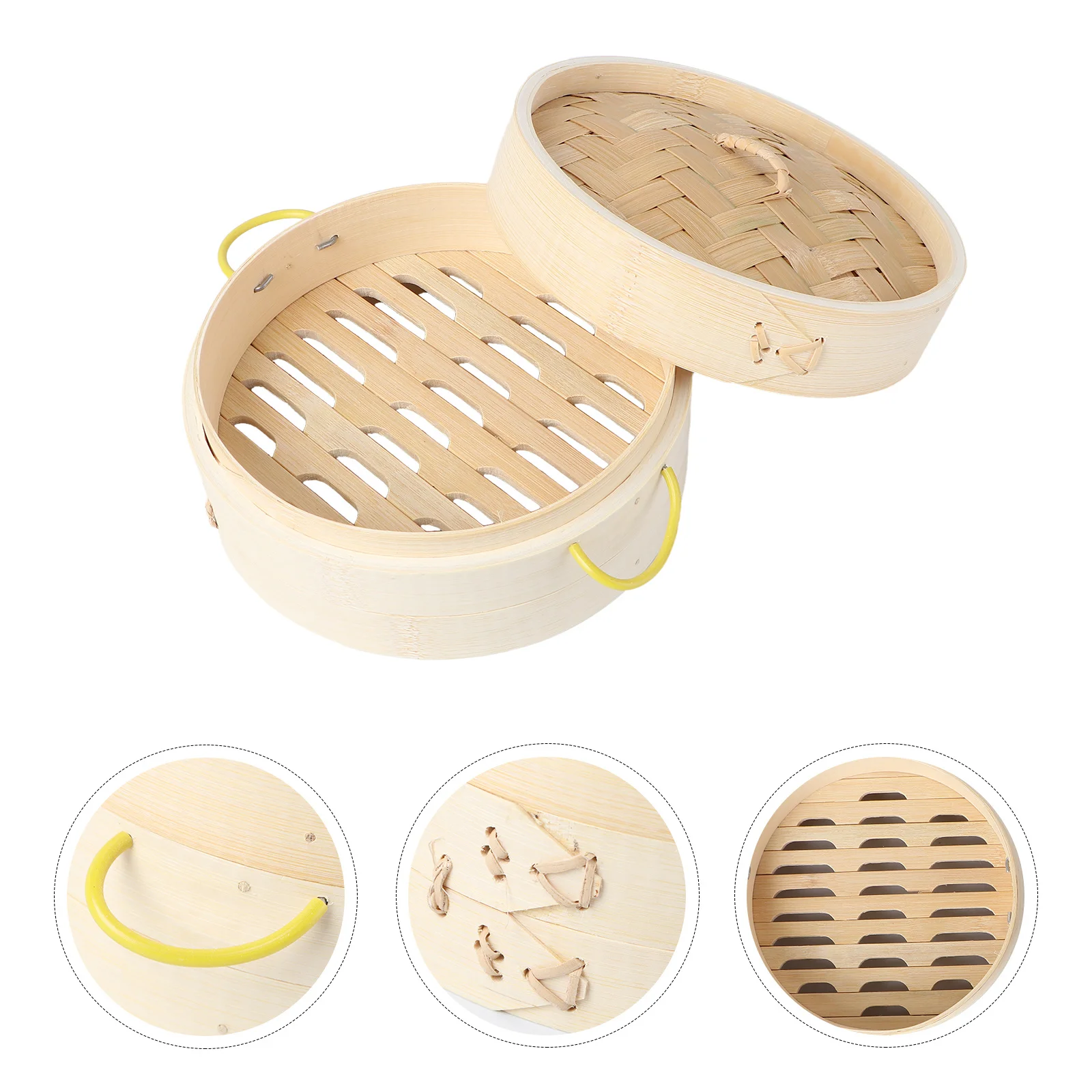 

2Pcs Bamboo Steamer 18cm Round Cooking Tool for Home Kitchen Ecofriendly Moisturizing Nondeformable Wearresistant Buns