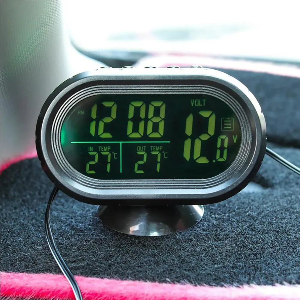 3 In 1 Car Clock Thermometer Multifunctional Intelligent Car Mount Voltmeter For Autos Accessories