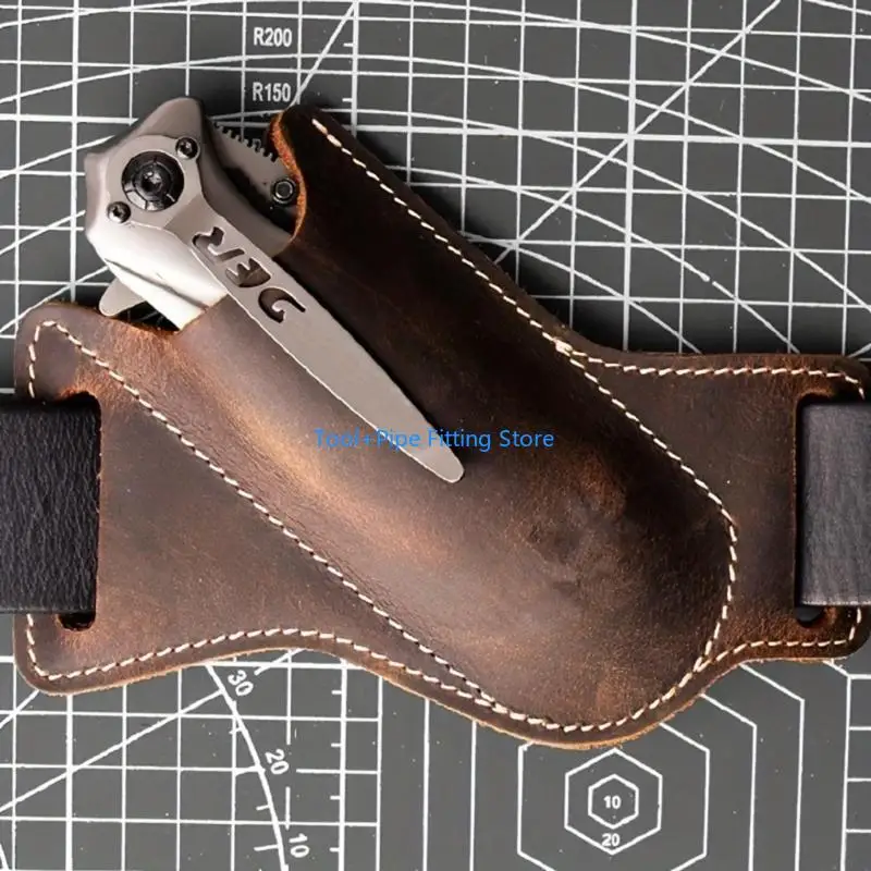 F92B PU Leather Folding Cutter Sheath Belt Pocket Tool Storage Case Outdoor Multitool Holder Waist Belt Bag Men Gift
