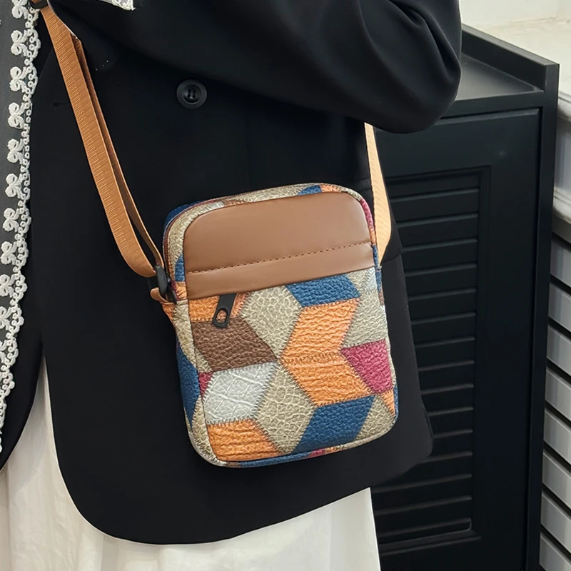 Praktische, vielseitige, mehrfarbige gemusterte Tasche, verstellbarer Riemen, leicht, für den täglichen Gebrauch, Arbeit und Outdoor, langlebige Funktionstasche – Detail 9