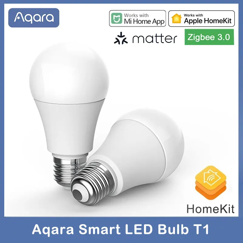 Aqara Matter Smart LED Bulb T1 Global Version Zigbee 3.0 E27 2700K-6500K Smart Home LED Light Lamp For Xiaomi Mihome Homekit