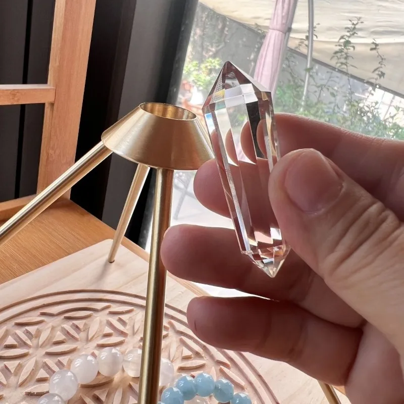 Healing Pyramid Diapason Medical Instrument Natural White Crystal Pyramid Made Pure Copper Yoga Help Sleep Percussion Accessorie