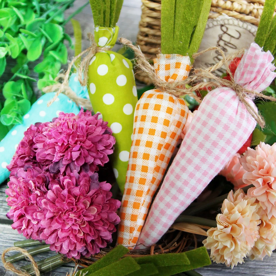 Easter Fabric Rabbits Carrots Colorful DIY Haning Crafts for Happy Easter Party Home Decorations Kids Birthday Gifts Supplies