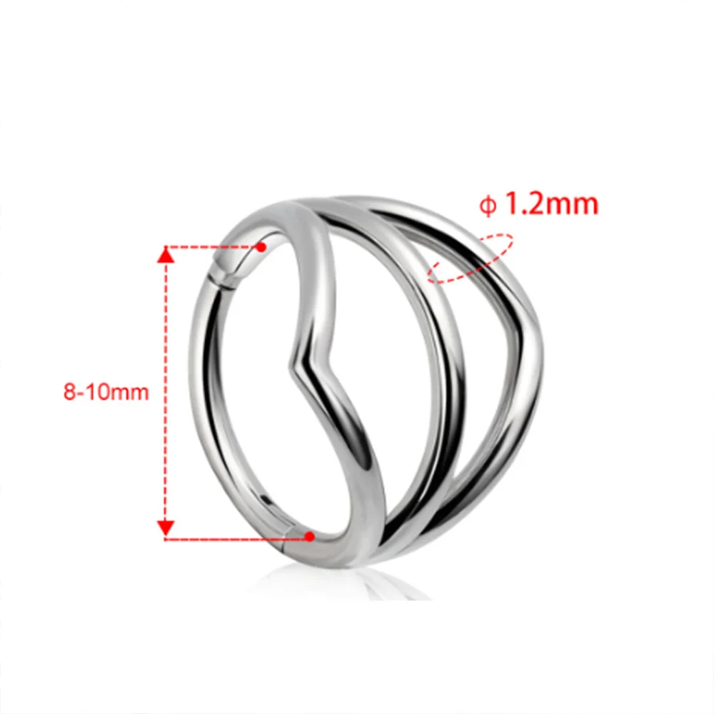 100% F136 Titanium Bevelled Edge Pointed Angle Earrings Fashion Middle Diaphragm Nose Ring Anodised Body Piercing Jewellery