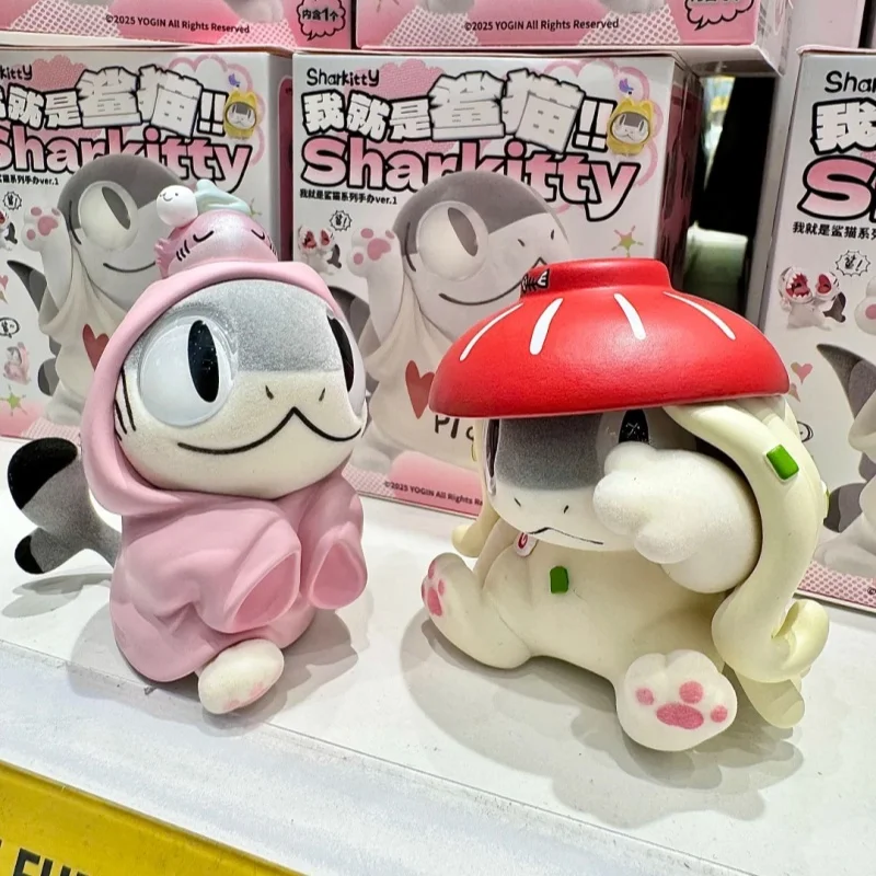 

Genuine Sharkitty Ver.1 Series Flocking Blind Box Kawaii Animal Figure Surprise Box Desk Decor Ornament Birthday Gift Toys