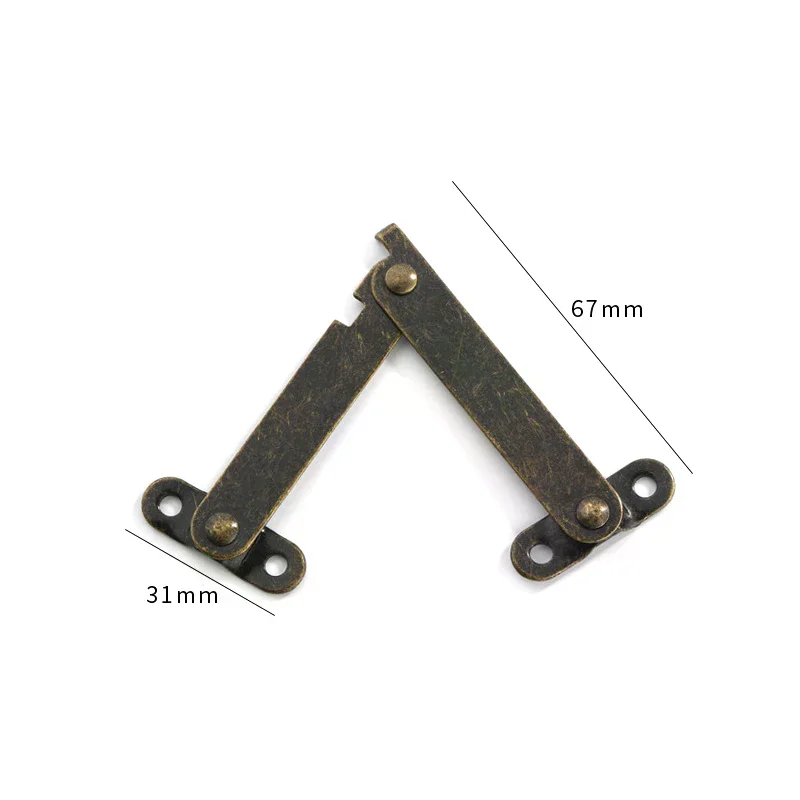 6pcs Antique Brass Bronze Lid Support Hinges Jewelry Chest Wooden Box Cabinet Furniture Accessories Limit Stay Hinge