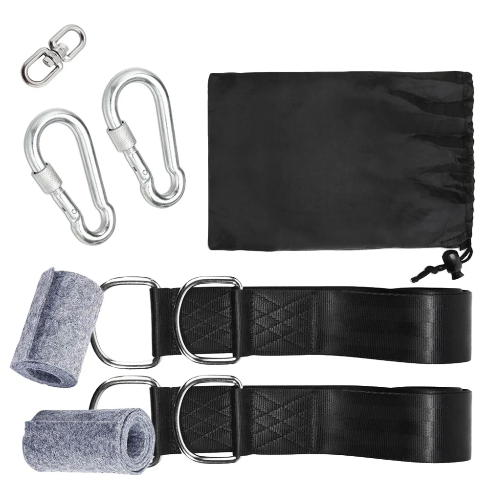 

8Pcs Swing Straps High Density Nylon Tree Hanging Kit Heavy Duty Stainless Steel Outdoor Camping Hammock Accessories