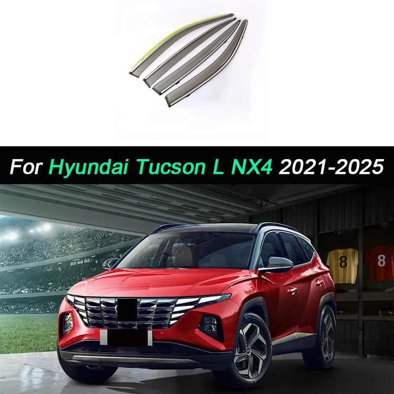 For Hyundai Tucson L NX4 2021 2022 2023 2024 2025 Car Window Visor Vent Shade Rain Sun Guard Deflector Awnings Shelters Exterior