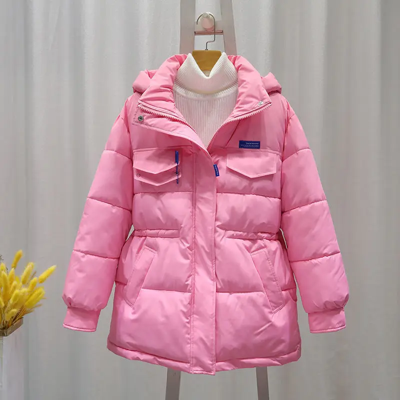 

2024 New Women Down Cotton Coat Winter Jacket Female Mid Length Version Loose Outwear Thick Warm Parkas Hooded Outcoat