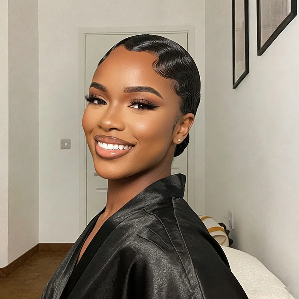 

Парики из натуральных волос с короткими пальцами, натуральный черный цвет для женщин, парики с стрижкой пикси, человеческие волосы, повседневное использование, вьющиеся парики, кепка машинного производства