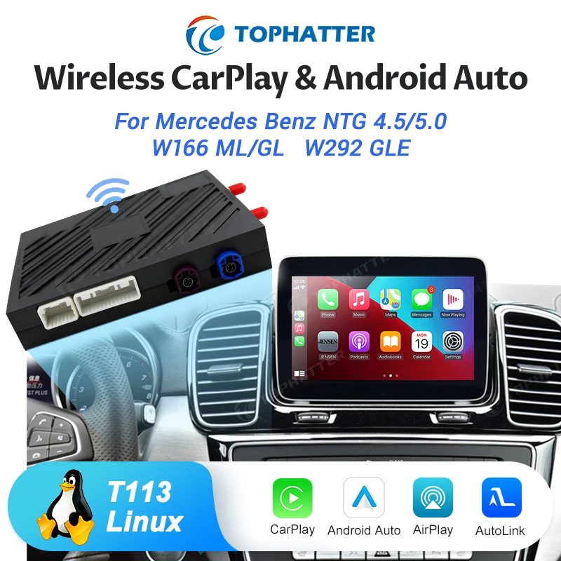 

Upgrade Your Mercedes SUV Add Wireless CarPlay Android Auto to W166 W292 Factory Screen Plug Play Adapter for NTG 4.5/5.0 System