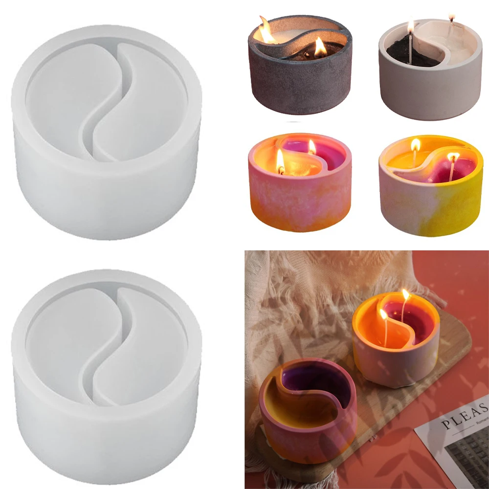 

Tai Chi Yin Yang Candle Cup Silicone Molds For DIY Art Candle Base Organizer Storage Box Home Decoration Craft Making Tool