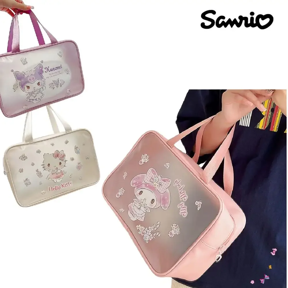 Sanrios Anime Kawaii Kuromi Cinnamoroll My Melody Portable Waterproof Large Capacity Portable Shower Bag Toiletries Makeup Bag