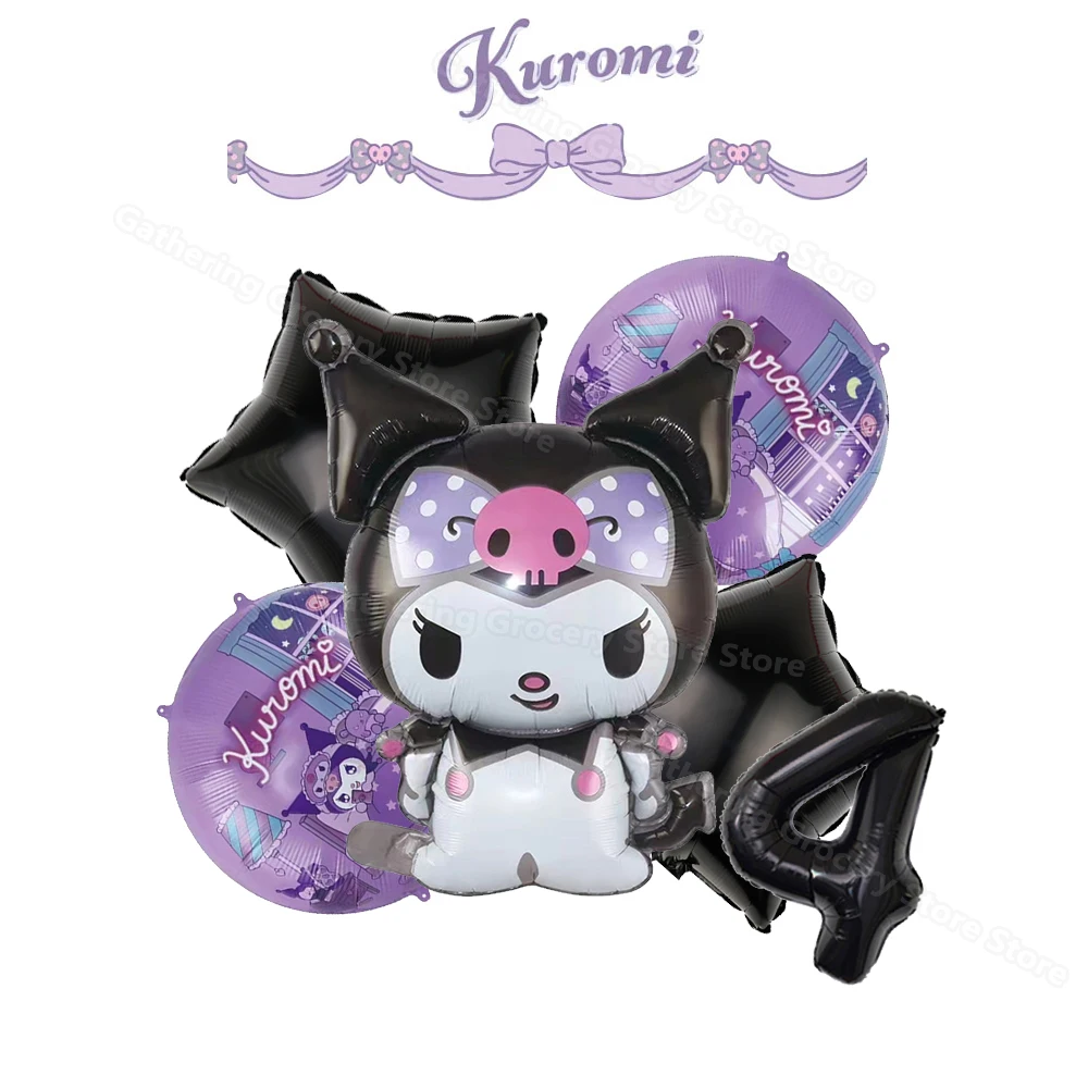 1Set Kuromi Ballon Set Party Supplies 18in Round Star 32in Number 1-9 Foil Ballon Party Decor Sanrio Theme Kid Family Event Gift