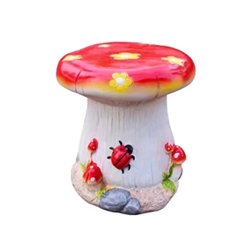 Pastoral Mushroom Crafts Resin Landscape Mushroom Stool Set Outdoor Courtyard Garden Decoration