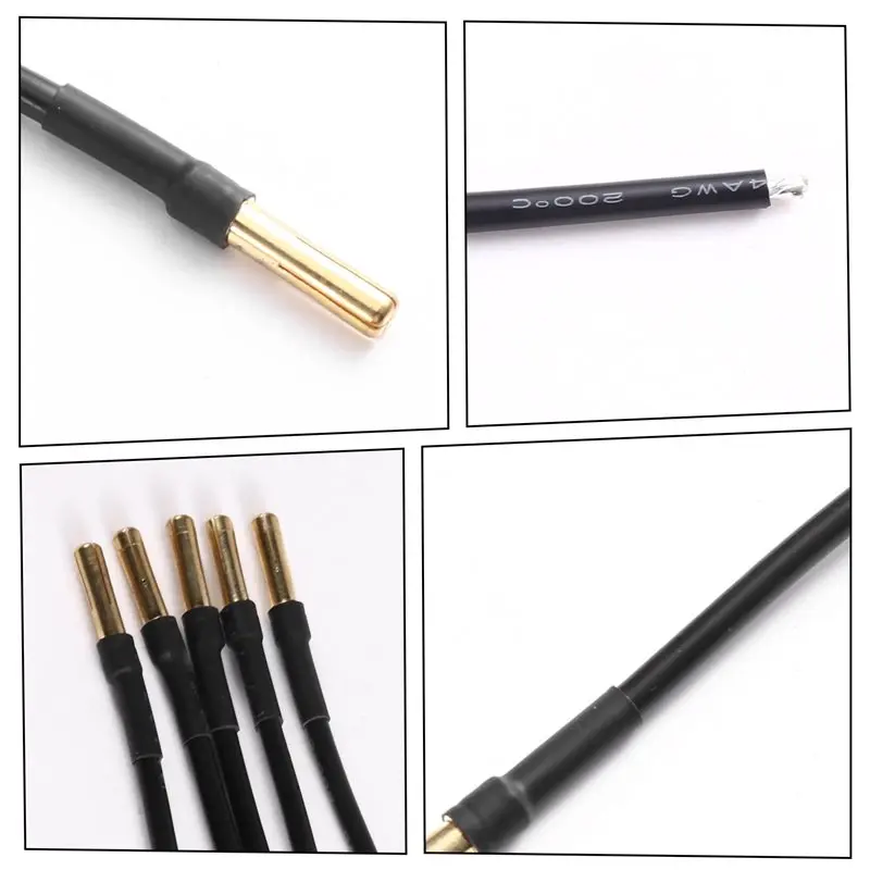 M11K-Extension Cable 5PCS 14AWG Silicone Wire With 4.0Mm Banana Plug Male Connector For ESC Motor For RC Car Boat Drone