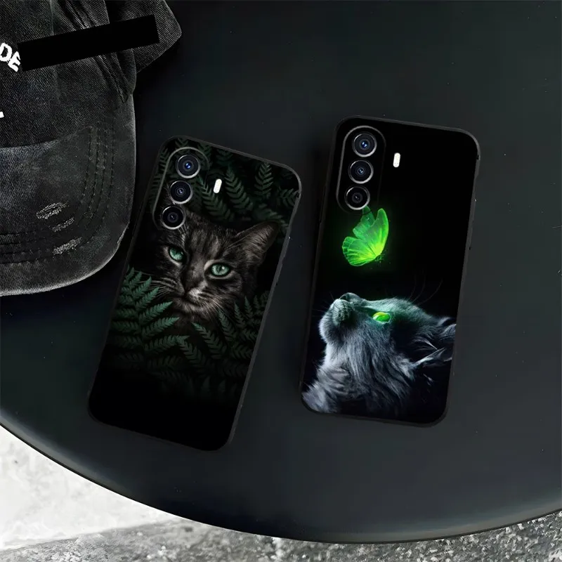 Black Cat Staring Eye Phone Case For Huawei P50 P30 P40 P10 P20 Lite Mate 40 Pro Plus Psmart Z 6 7 5 Fundas Back Cover