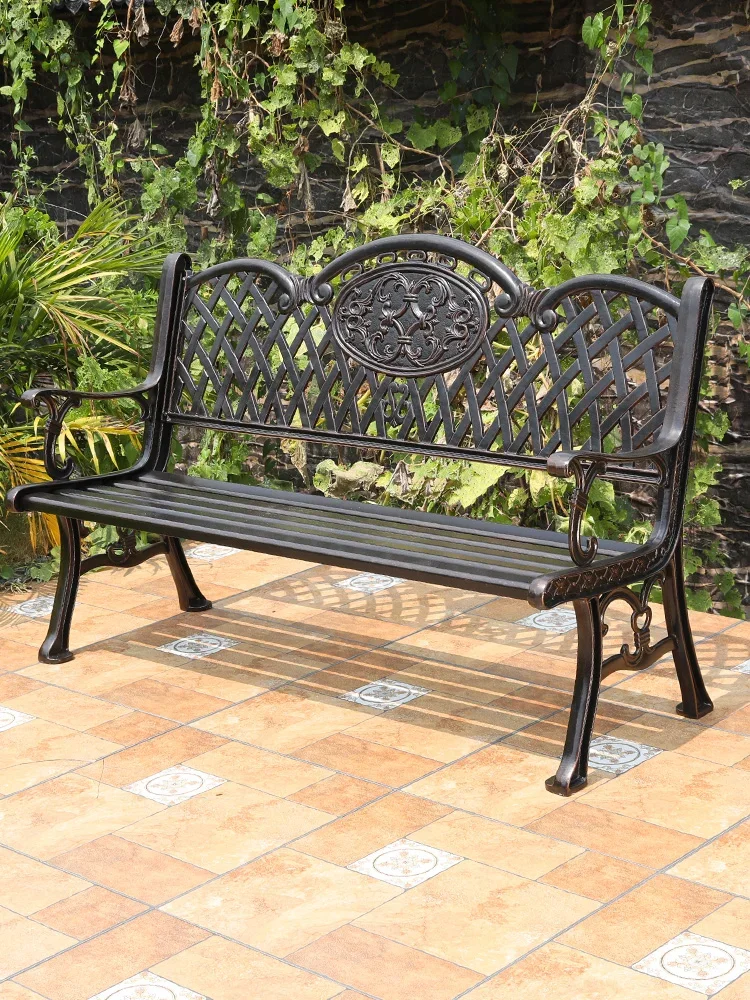 Chair bench garden square back chair wrought iron leisure bench