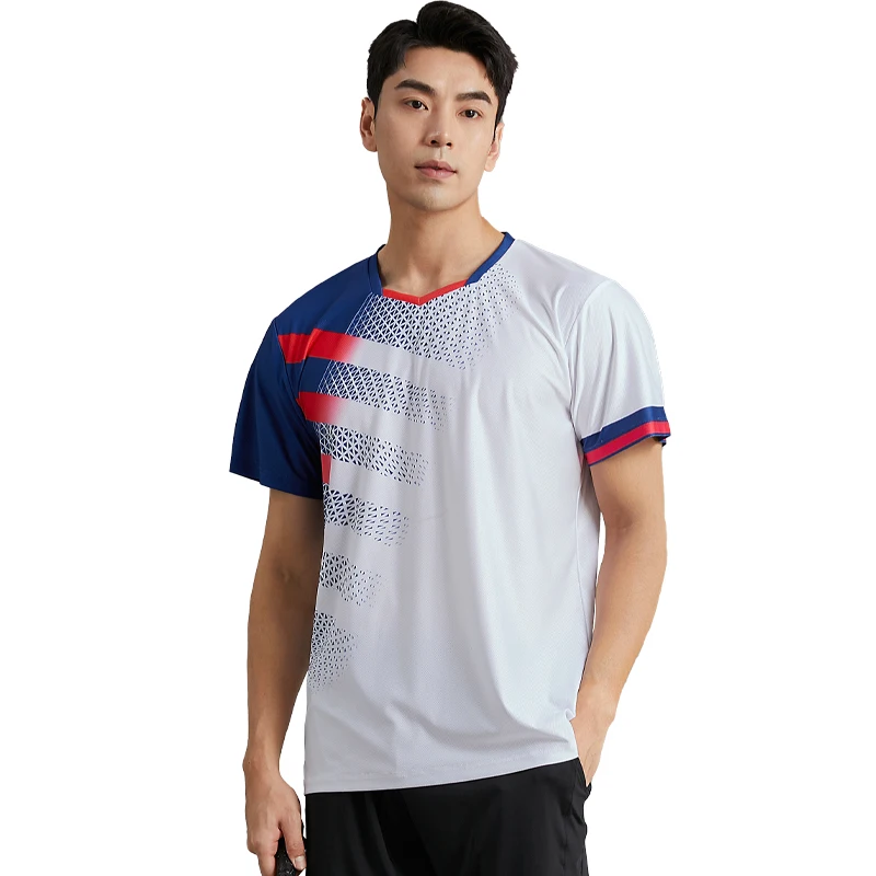 Badminton Shirt Men Running Gym V Neck 3D Print Short Sleeve Team Game Custom Quick Dry Tennis Tee Sports Golf PingPong Shirts