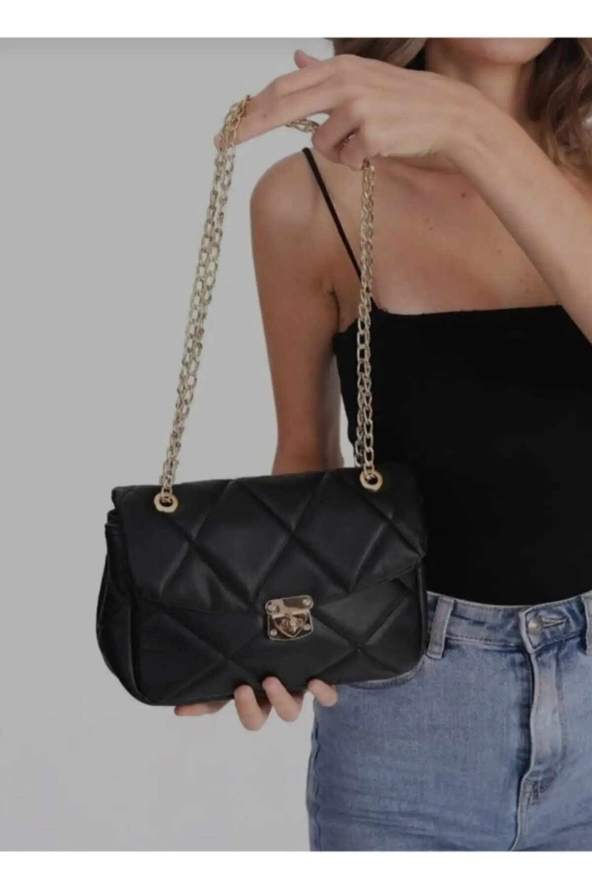 للنساء أسود أصفر سلسلة الماس منقوشة يد و حقيبة كتف أنيق مفيد تسليم سريع وآمن 2022 نموذج الاتجاه