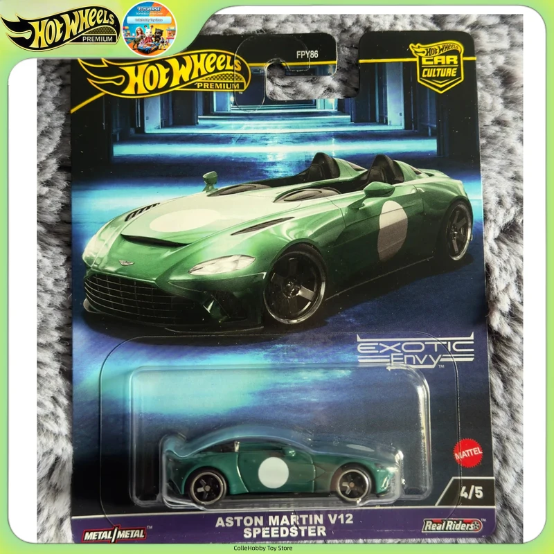 Hot Wheels Premium Exotics 1959 Aston Martin Dbr1 Diecast Model, 1:64 Real Riders Metal Chassis Classic Open-Top Race Car Toys