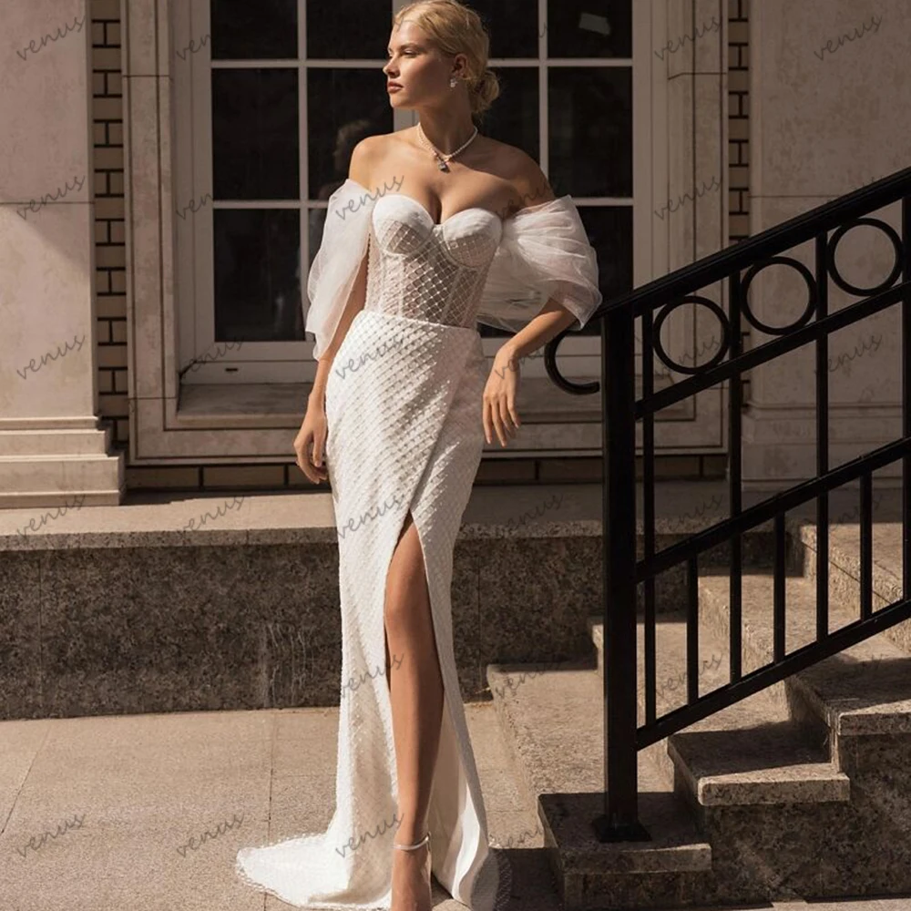 

Современные свадебные платья Изящные свадебные платья Кружевные многоярусные халаты с открытыми плечами Милая Vestidos De Novia по индивидуальному заказу 2025