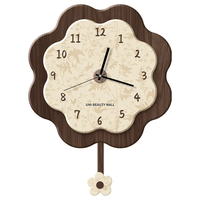 ساعة حائط فنية إبداعية على الطراز الصيني مع ملمس ريترو وراقية ساعة مثبتة على الحائط للمنزل يمكن أن تتأرجح ديكور المنزل الأيسر والأيمن #6