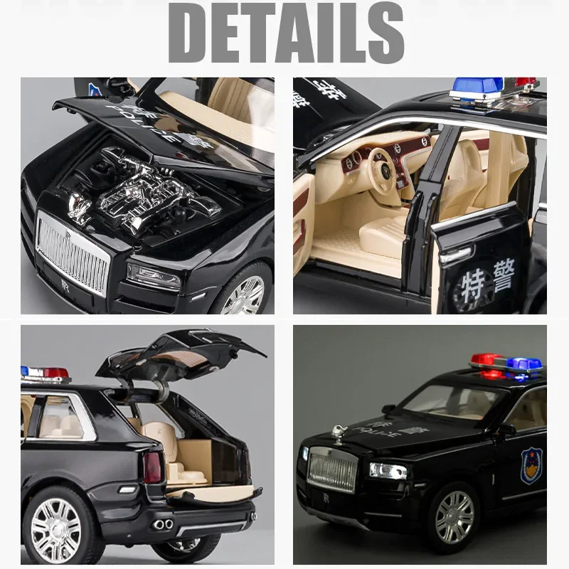 جديد 1:24 رولز رويس كولينان الشرطة سبيكة سيارة لعبة مجسمة نموذج سيارة Diecasts ولعبة نموذج سيارة سيارة معدنية لعبة الصبي