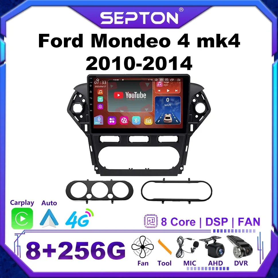 

SEPTON Car Radio for Ford Mondeo 4 mk4 2010-2014 Wifi Carplay Android Auto GPS Car Radio Multimedia Video Player 8+256G