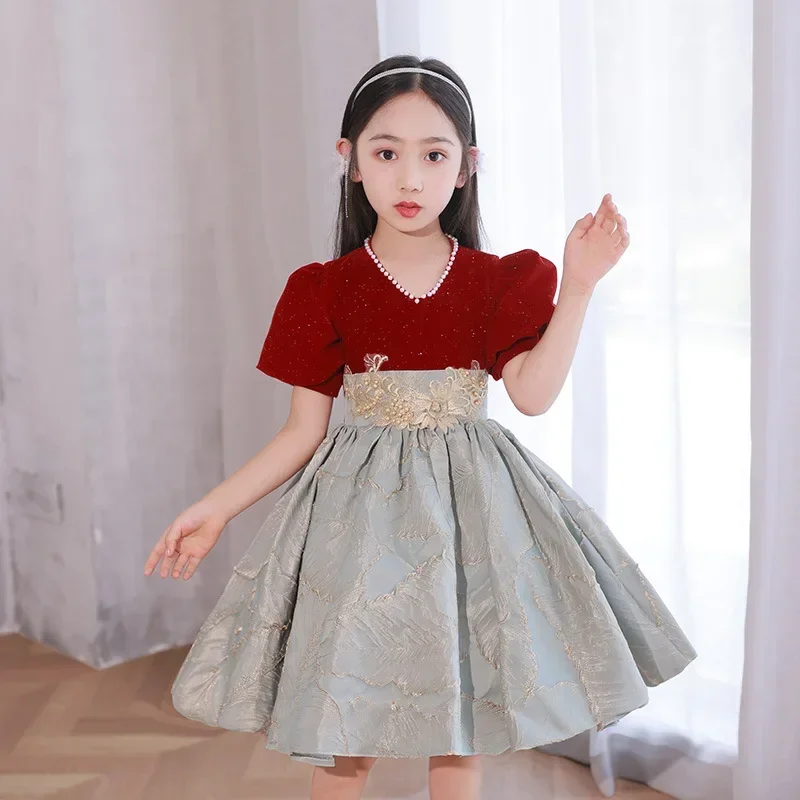 Elegant Evening Prom Princess Dress for Girls Clothes Kids Teenager Children Wedding Party Pageant Graduation Outfits Vestidos