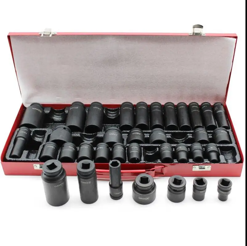 

1/2" Drive 35pcs Deep Duty Impact Sockets Tool Set Garage Wrench Head 8-32mm Car Repair Tools With Case Workshop Tools