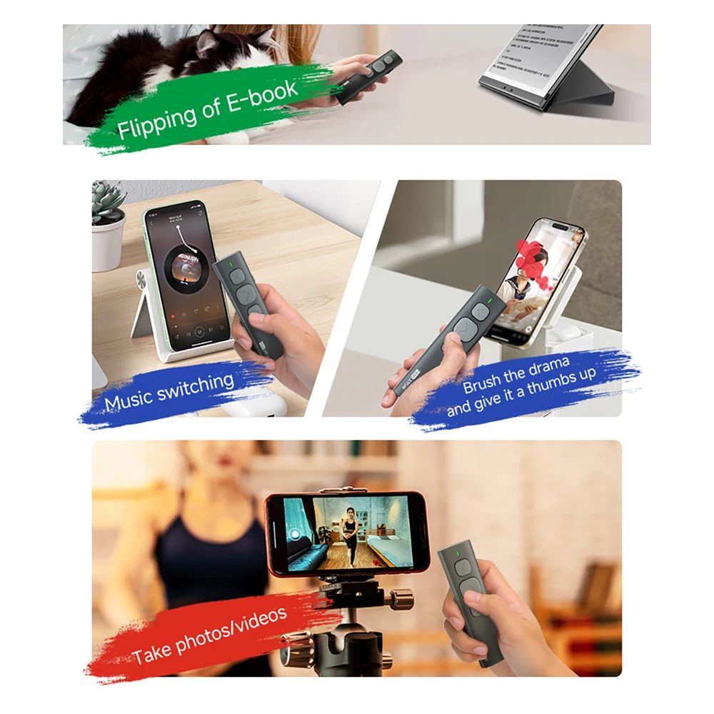 Kamera Pembalik Halaman Bluetooth/Pena Kontrol Musik Perangkat Paging Pembaca E-book Video Pendek Gesek Mendukung Remote Control IOS Android