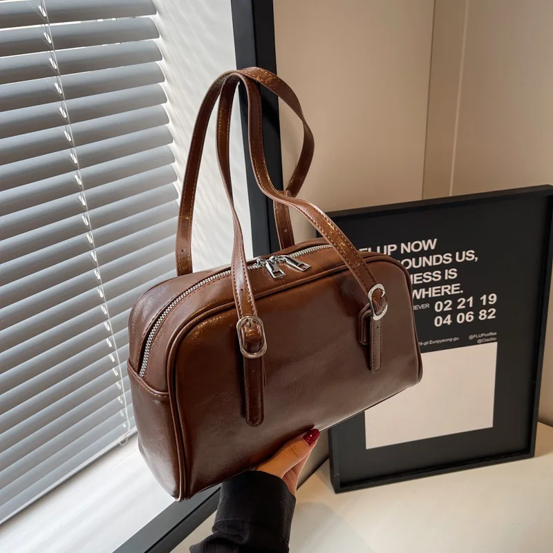 

Женская сумка под подмышку в стиле ретро, новинка 2023, Высококачественная модная универсальная однотонная сумка через плечо, Удобная дорожная сумка большой вместимости