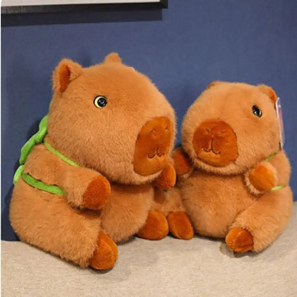 Capybara Simulation Capybara Plüschtier Simulation Stoffpuppe Capybara Plüschpuppe Weiches süßes Puppentier mit Schildkrötenrucksack