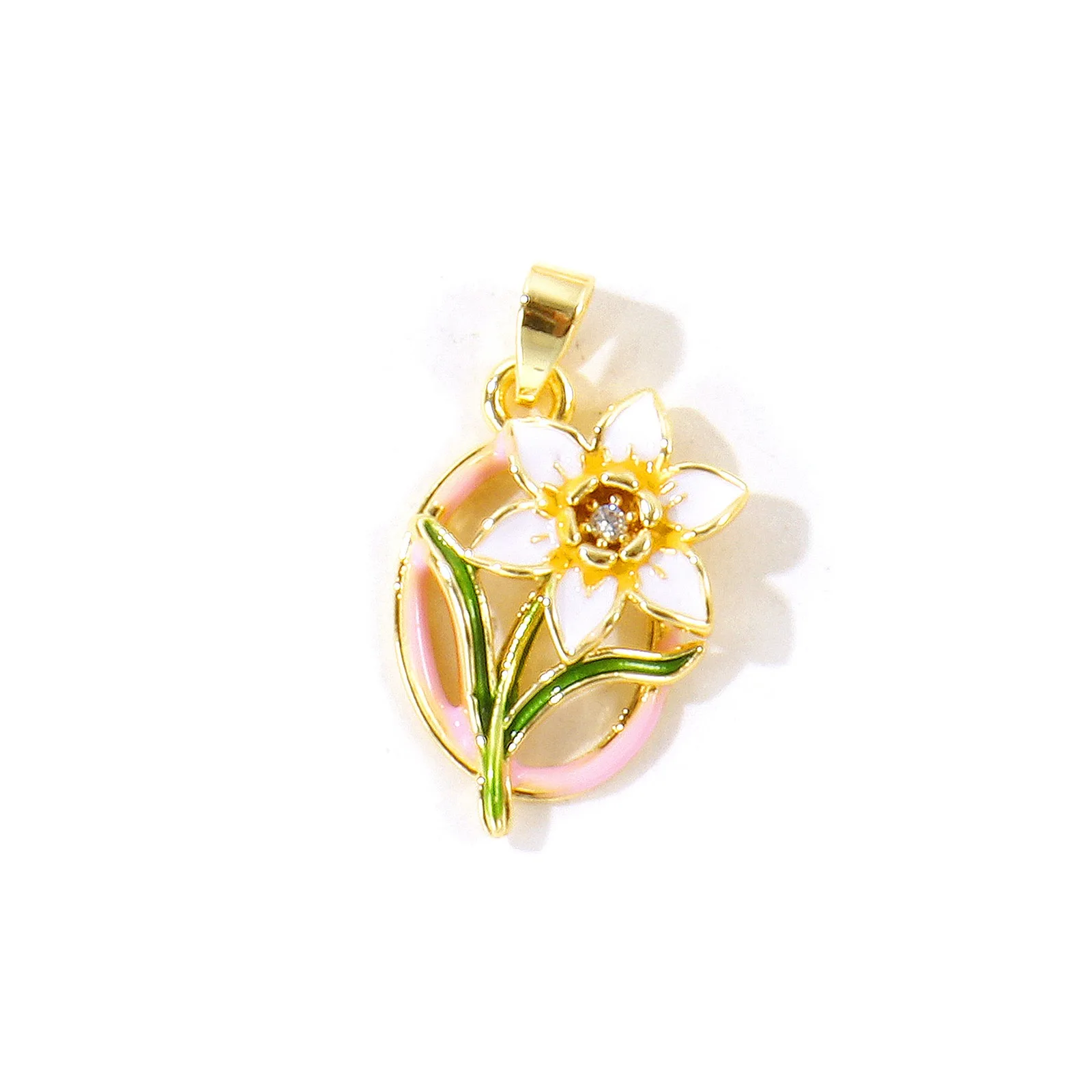 2 Stück Mehrfarbige Blumen-Anhänger aus emailliertem, 18K vergoldetem Messing für DIY-Halsketten, Armbänder, Schmuckherstellung, Großhandel – Detail 4