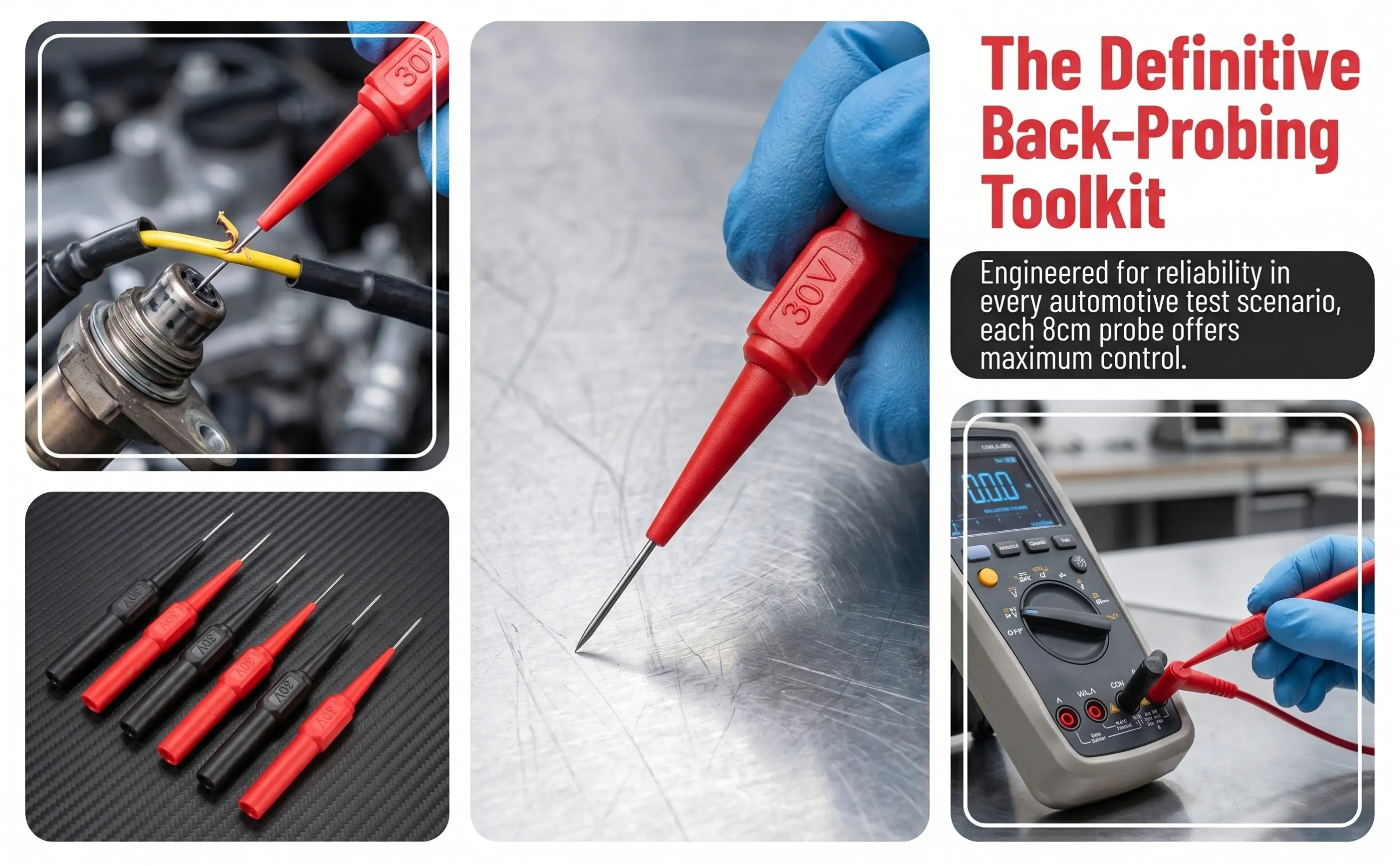 6Pcs Multimeter Test Lead Pins Shatterproof Handle Stainless Steel Needle Probe for Car Electrical Industrial Testing Sensitive