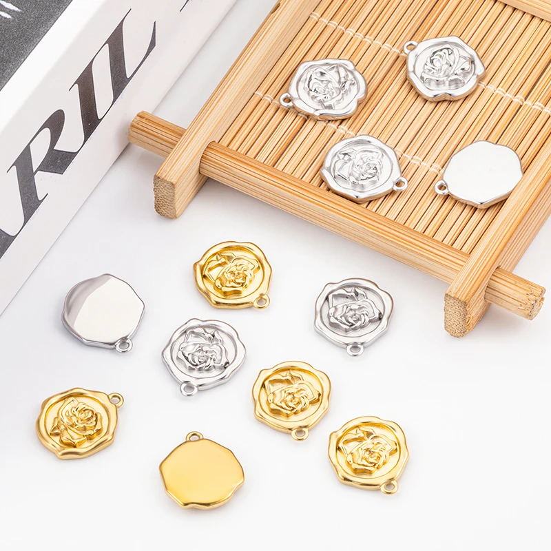 5Pcs/Lot Stainless Steel Tulip Flower Charms For DIY Bracelets Necklaces Fashion Pendant Jewelry Making Accessories