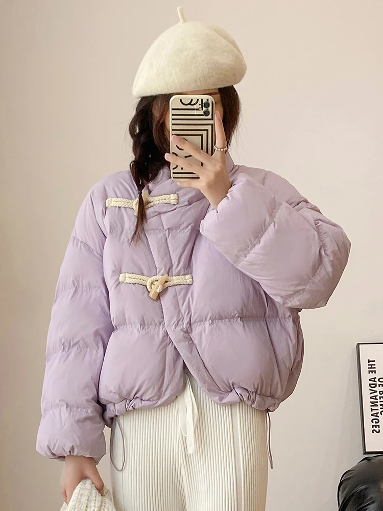 Short Fluffy Puffer Jacket Women 2023 Winter White Duck Down Coat Thicken Warm Loose Bread Jackets Female Feather Parkas