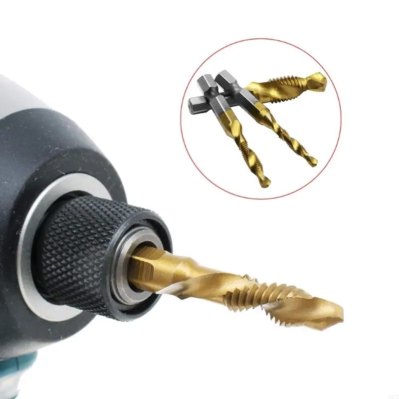 T8UC 4341 Plated Long Shank Tap Set (6pcs) High Speed Steel Drill BitsM3x0.5 M4x0.7 M5x0.8 M6x1 M8x1.25 M10x1.5
