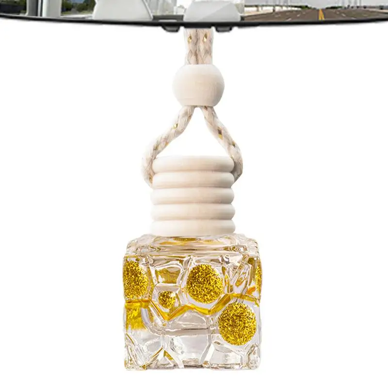 Car Air Freshener Bottle Car Golden Glitter Air Freshener Unique Auto Air Freshener Hangings Bottle Perfume Pendant Aromatherapy