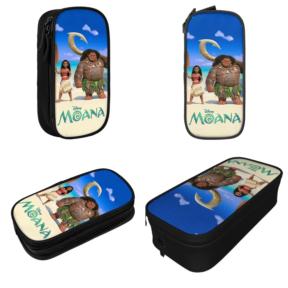 Moana Maui Anime Cartoon Pencil Case Princess Movie Vaiana Pen Bag for Student Large Storage Office Gifts Pencilcases