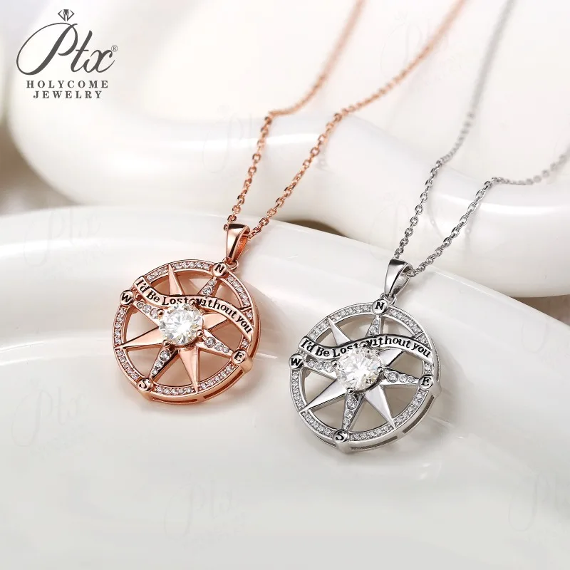 

Ожерелье с подвеской в виде компаса, муассанит, бриллиант D, цвет VVS1, ювелирные изделия из стерлингового серебра 925 пробы для женщин, подвески высшего качества, гипоаллергенные