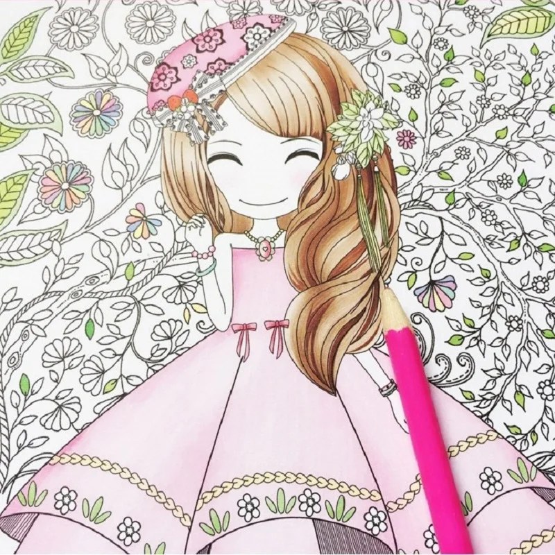 Книга-Раскраска с красивым цветочным рисунком для снятия стресса