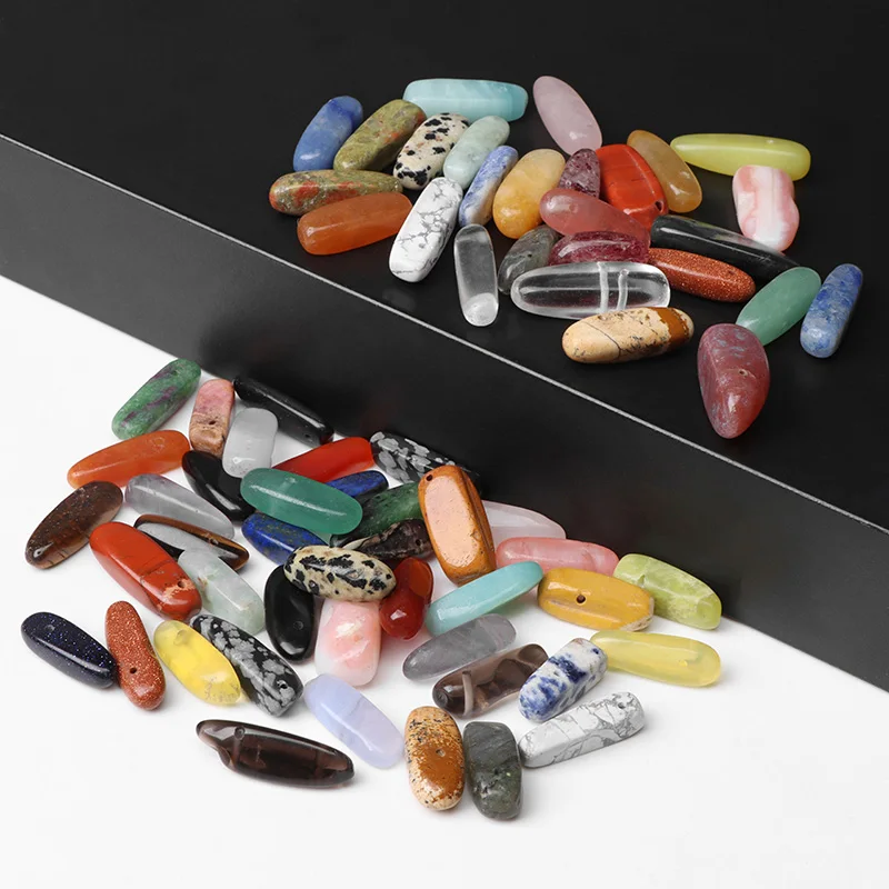 Top Drilled Natural Agates Stick Beads Pendant Quartz Stone Point Loose Beads for Jewelry Making DIY Bracelet Necklace Earrings