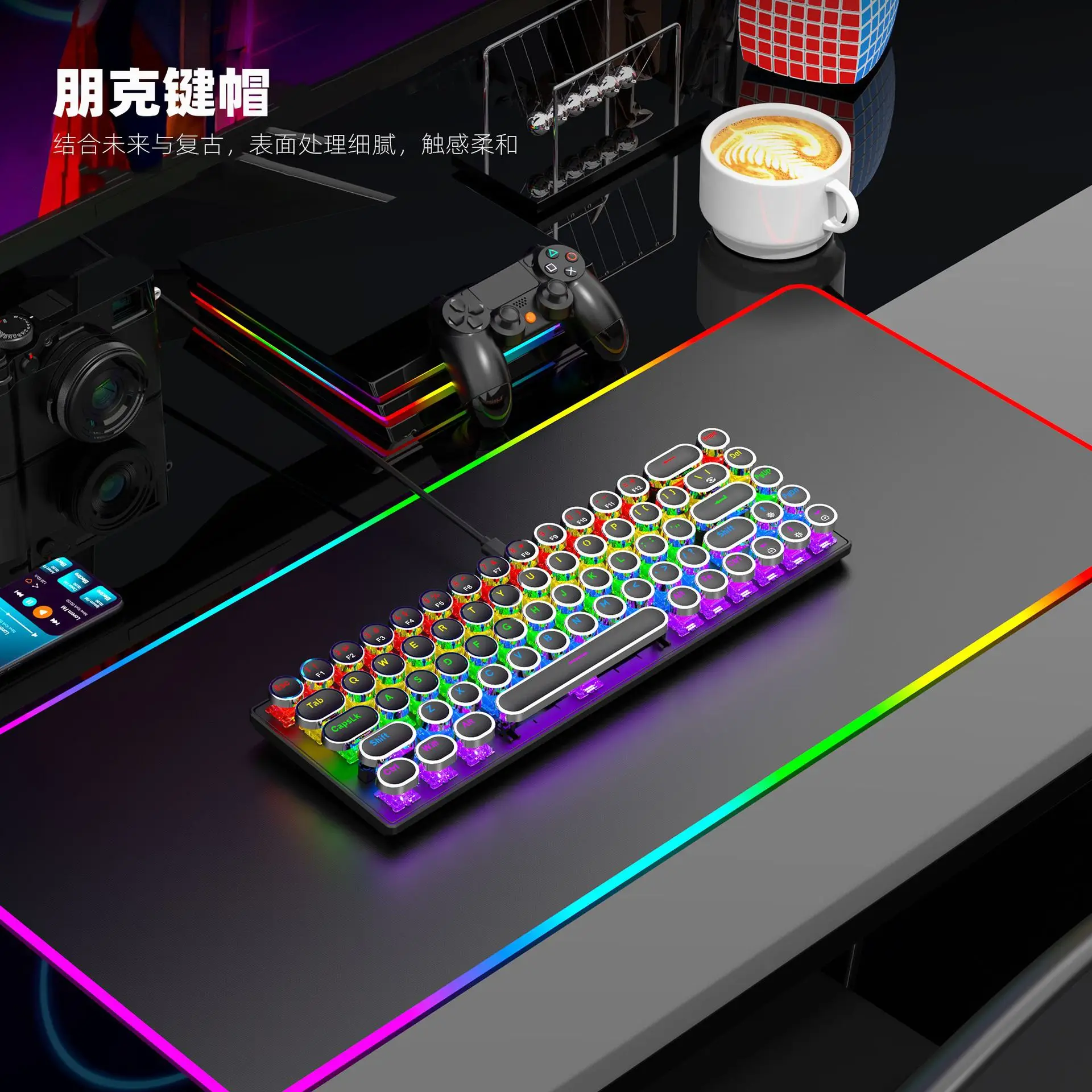 

Проводная механическая клавиатура, киберспортивная игра в стиле панк, настольный компьютер с подсветкой синей оси, ноутбук, универсальный офис