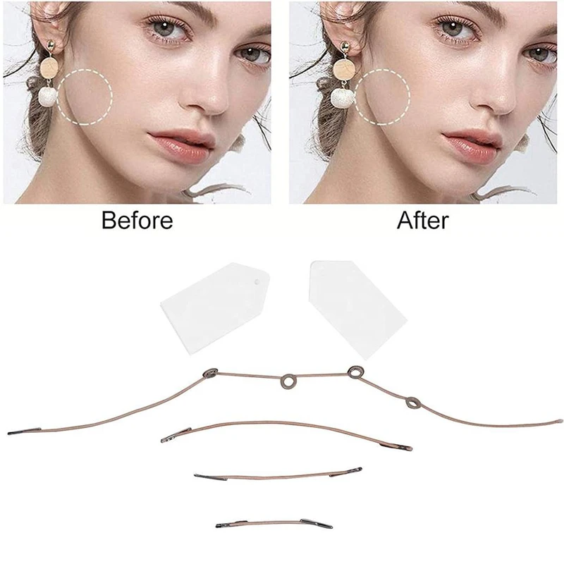 Nastro per lifting facciale a V - Toppe adesive antietà impermeabili da 4 pezzi per sollevare il viso istantaneo del collo, riduzione e trucco del doppio mento