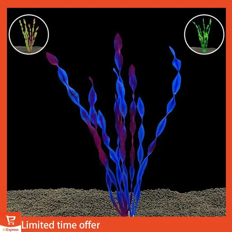 신선한 20PCS 인공 장식 플라스틱 수족관 물고기 탱크 장식 플라스틱 식물 (20Pcs 녹색)