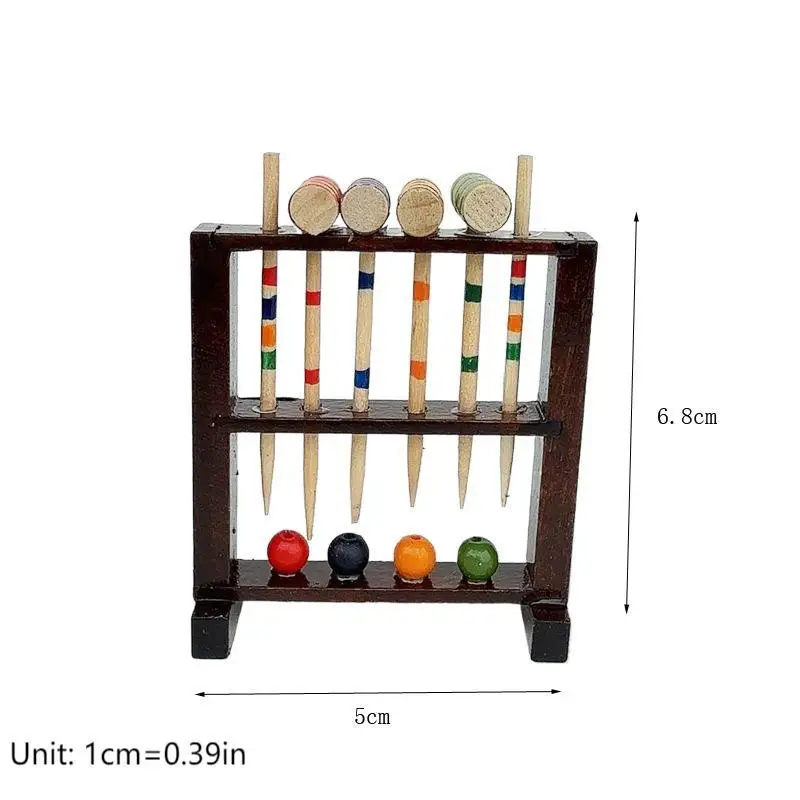 Simulación de casa de muñecas, soporte de Croquet de madera, modelo, accesorios de muebles para decoración de casa de muñecas, juguetes para juego de imitación, regalo, 1/12