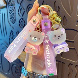 1pc Resin Keychain Pendants Flatback Glitter Gummy Bear Charms Colorful Car Handbag Keyrings Animal Keychains